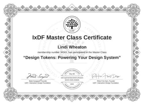 Design Tokens: Powering Your Design System certificate