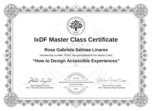 How to Design Accessible Experiences certificate
