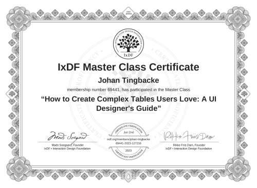 How to Create Complex Tables Users Love: A UI Designer's Guide certificate