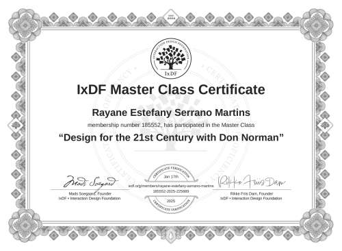 Design for the 21st Century with Don Norman certificate
