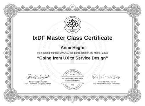 Going from UX to Service Design certificate