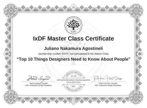 Top 10 Things Designers Need to Know About People certificate
