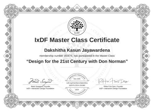 Design for the 21st Century with Don Norman certificate