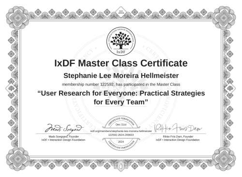 User Research for Everyone: Practical Strategies for Every Team certificate