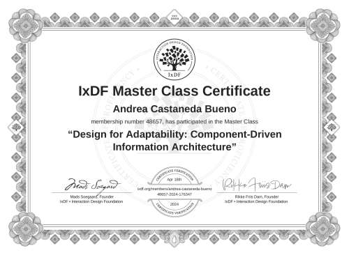 Design for Adaptability: Component-Driven Information Architecture certificate