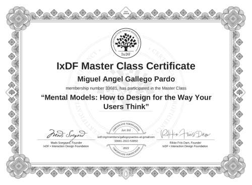 Mental Models: How to Design for the Way Your Users Think certificate
