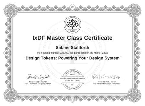 Design Tokens: Powering Your Design System certificate
