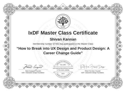 How to Break into UX Design and Product Design: A Career Change Guide certificate