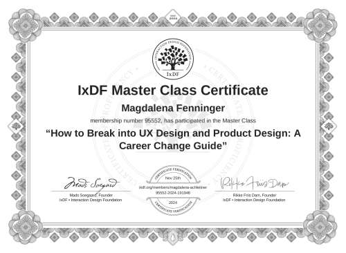 How to Break into UX Design and Product Design: A Career Change Guide certificate