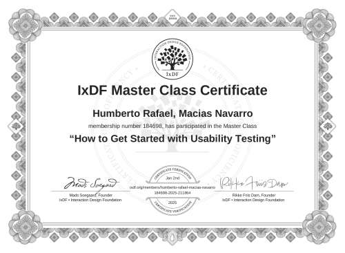 How to Get Started with Usability Testing certificate