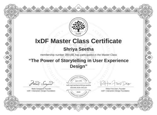 The Power of Storytelling in User Experience Design certificate