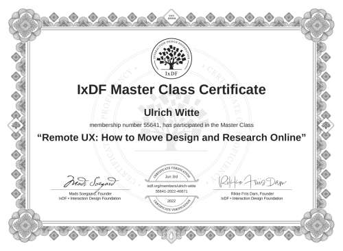 Remote UX: How to Move Design and Research Online certificate