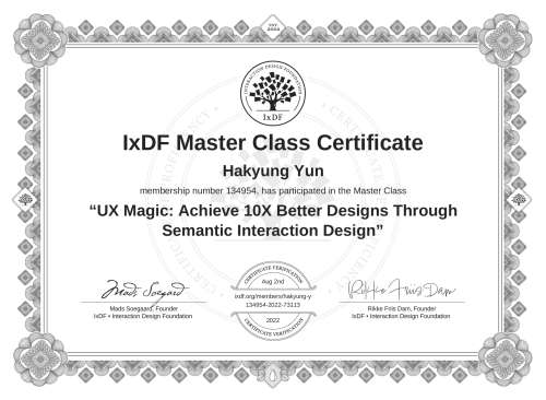 UX Magic: Achieve 10X Better Designs Through Semantic Interaction Design certificate