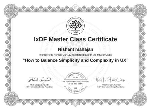 How to Balance Simplicity and Complexity in UX certificate