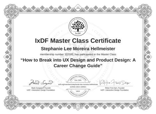How to Break into UX Design and Product Design: A Career Change Guide certificate