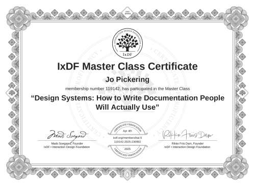 Design Systems: How to Write Documentation People Will Actually Use certificate