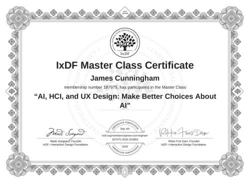 AI, HCI, and UX Design: Make Better Choices About AI certificate