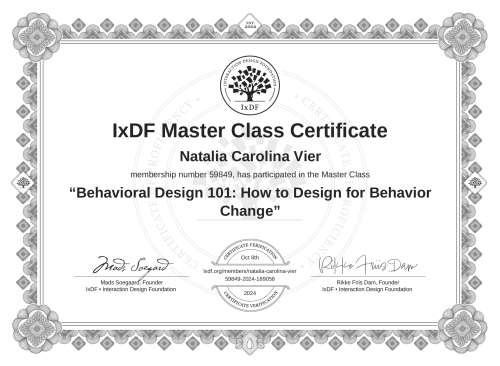 Behavioral Design 101: How to Design for Behavior Change certificate