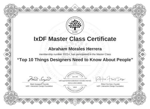 Top 10 Things Designers Need to Know About People certificate