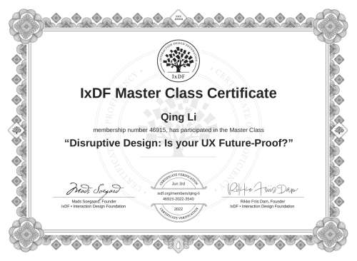 Disruptive Design: Is your UX Future-Proof? certificate