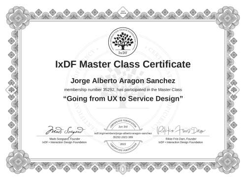 Going from UX to Service Design certificate