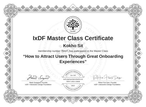 How to Attract Users Through Great Onboarding Experiences certificate