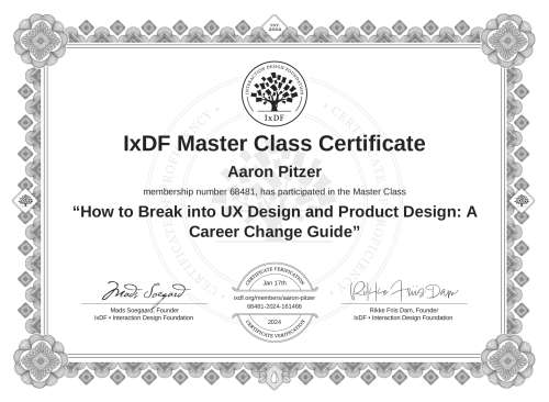How to Break into UX Design and Product Design: A Career Change Guide certificate