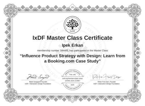 Influence Product Strategy with Design: Learn from a Booking.com Case Study certificate