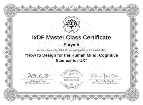 How to Design for the Human Mind: Cognitive Science for UX certificate