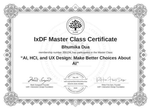 AI, HCI, and UX Design: Make Better Choices About AI certificate