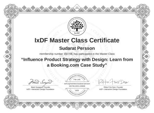 Influence Product Strategy with Design: Learn from a Booking.com Case Study certificate