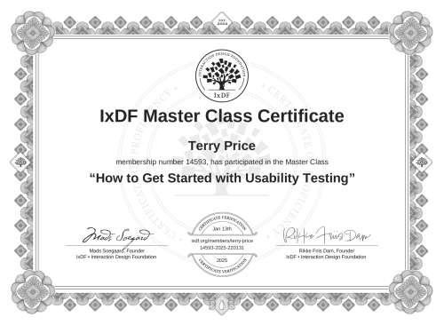 How to Get Started with Usability Testing certificate