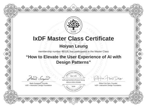 How to Elevate the User Experience of AI with Design Patterns certificate