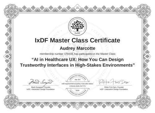 AI in Healthcare UX: How You Can Design Trustworthy Interfaces in High-Stakes Environments certificate