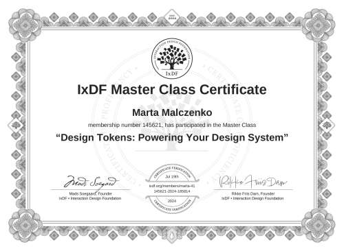 Design Tokens: Powering Your Design System certificate