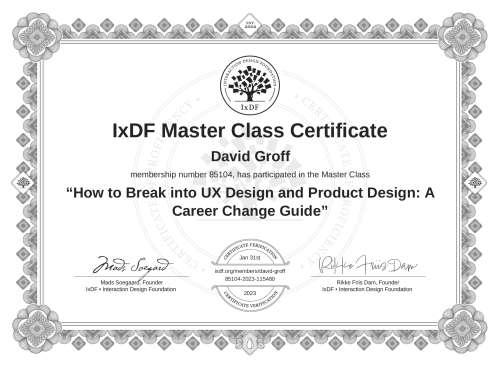 How to Break into UX Design and Product Design: A Career Change Guide certificate