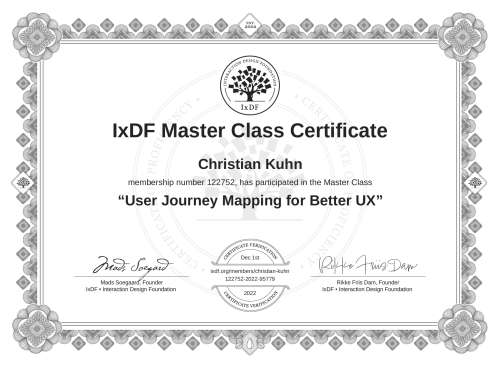 User Journey Mapping for Better UX certificate
