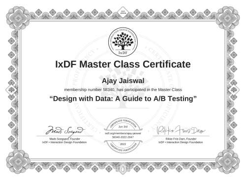 Design with Data: A Guide to A/B Testing certificate