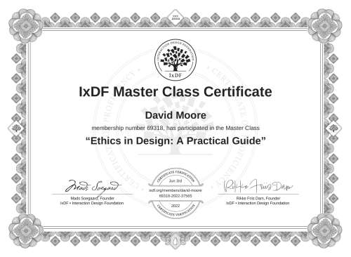 Ethics in Design: A Practical Guide certificate