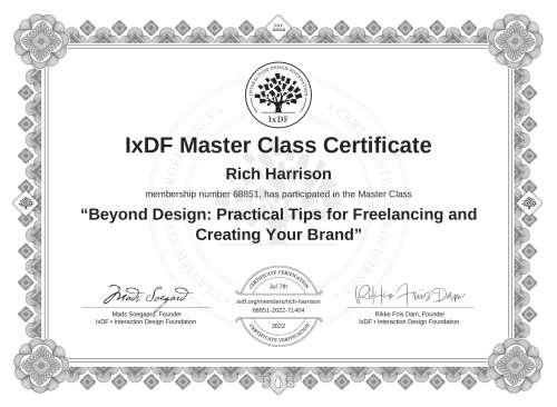Beyond Design: Practical Tips for Freelancing and Creating Your Brand certificate