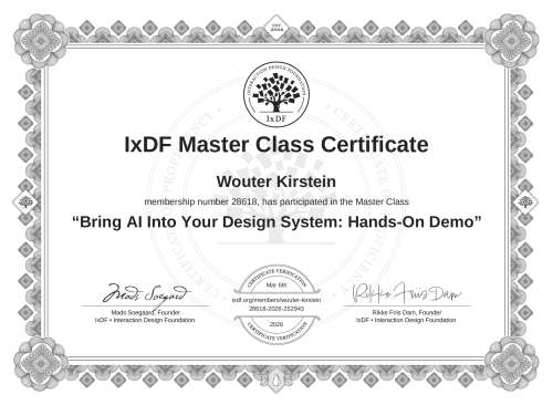 Bring AI Into Your Design System: Hands-On Demo certificate