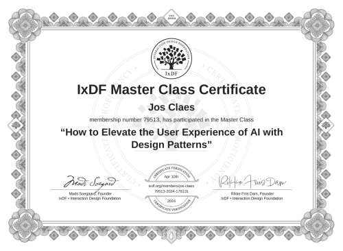 How to Elevate the User Experience of AI with Design Patterns certificate