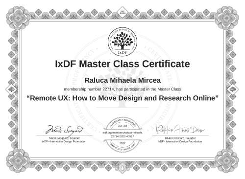 Remote UX: How to Move Design and Research Online certificate