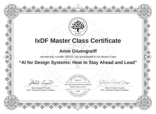 AI for Design Systems: How to Stay Ahead and Lead certificate