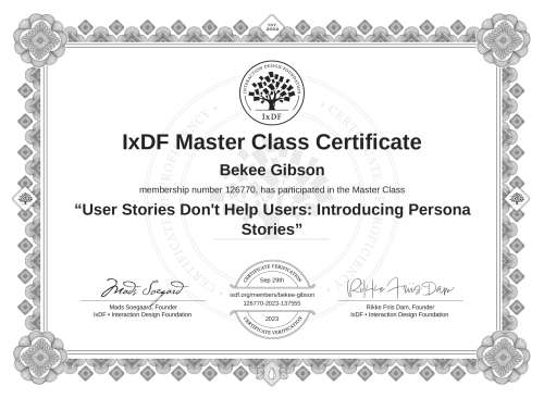 User Stories Don't Help Users: Introducing Persona Stories certificate