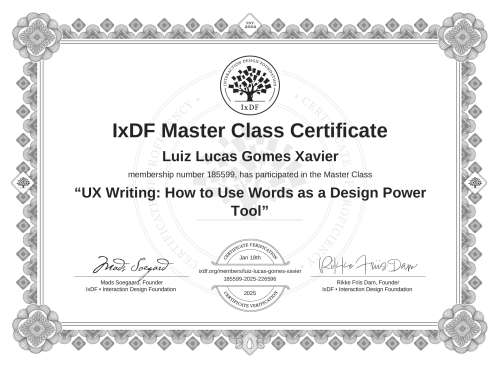 UX Writing: How to Use Words as a Design Power Tool certificate