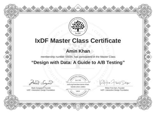 Design with Data: A Guide to A/B Testing certificate