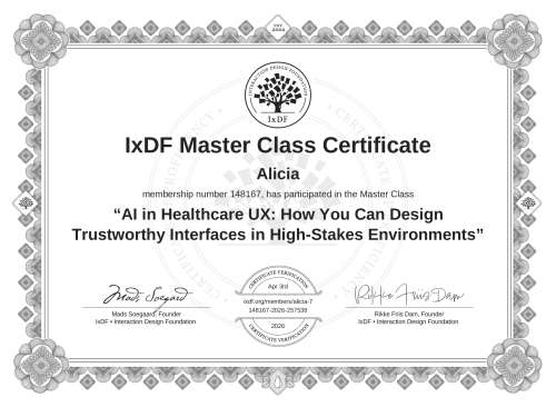 AI in Healthcare UX: How You Can Design Trustworthy Interfaces in High-Stakes Environments certificate