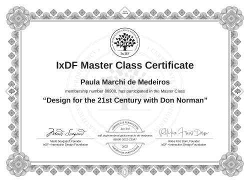 Design for the 21st Century with Don Norman certificate