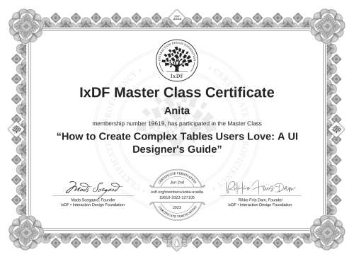 How to Create Complex Tables Users Love: A UI Designer's Guide certificate
